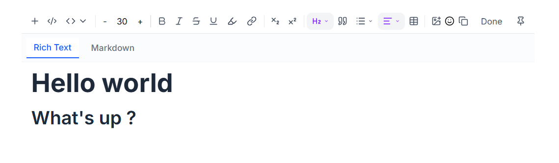 WEEMS rich text block with headings and formatting controls.